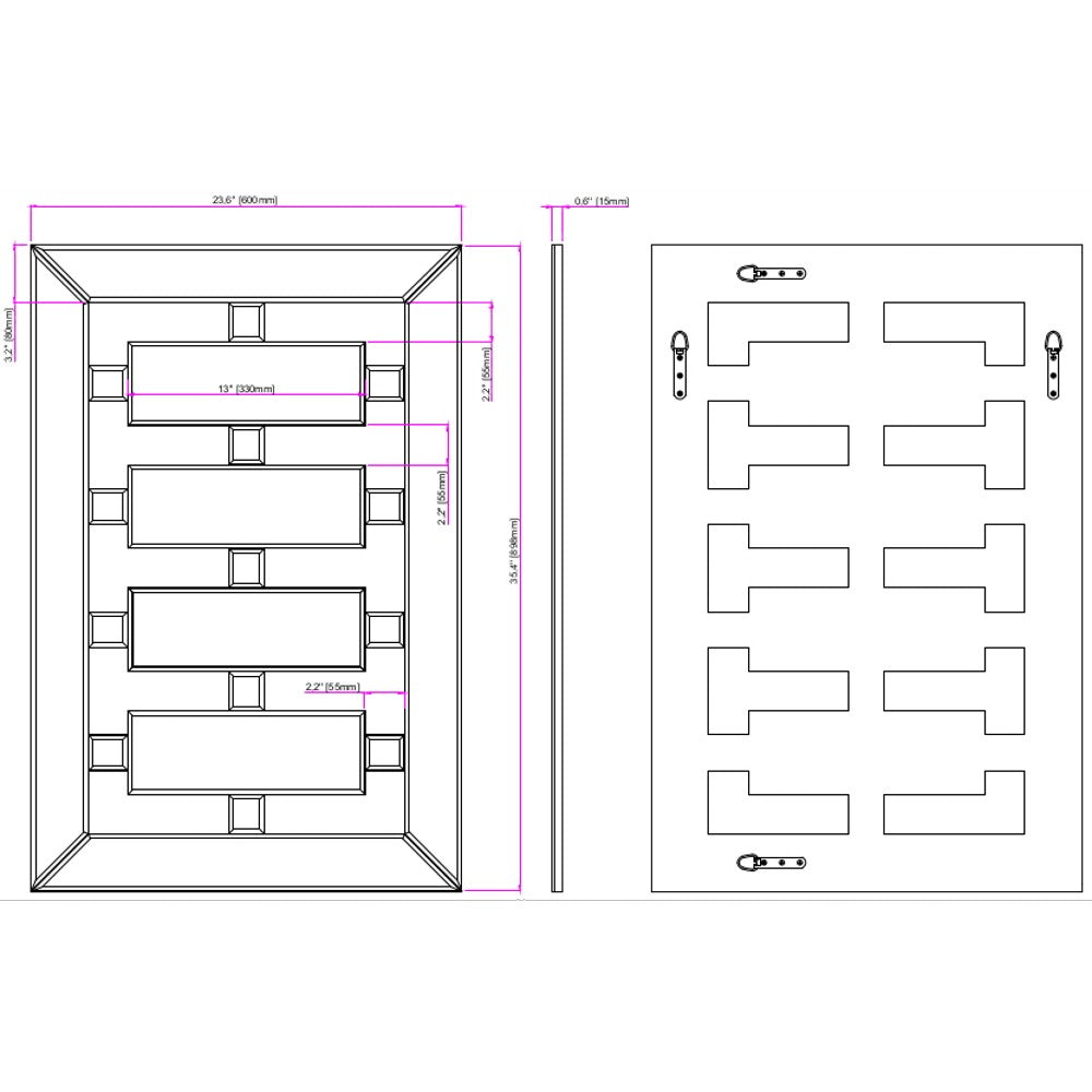 Clear Rectangle Lattice Accent Glass Wall Mirror | 24