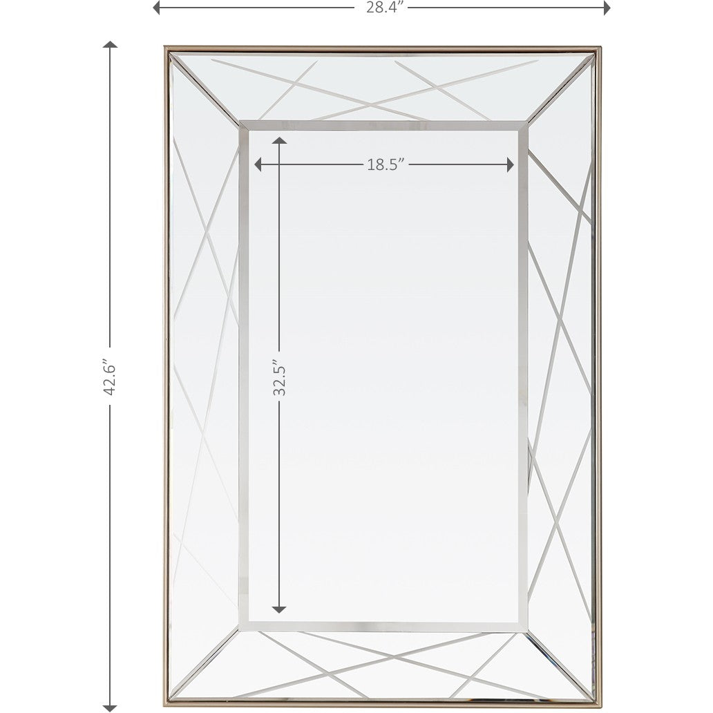 Champagne Rectangle Accent Metal Wall Mirror | 28