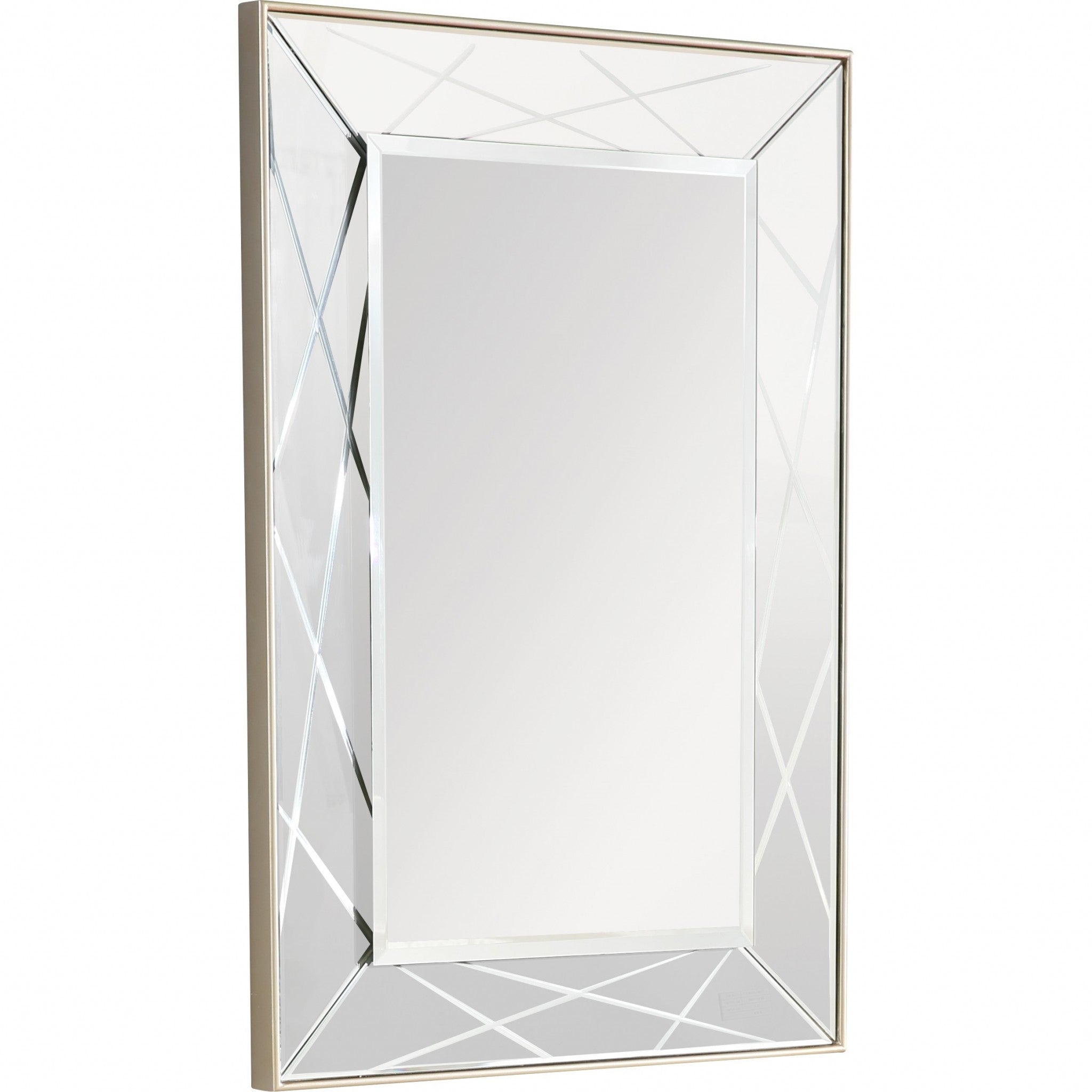 Champagne Rectangle Accent Metal Wall Mirror | 28