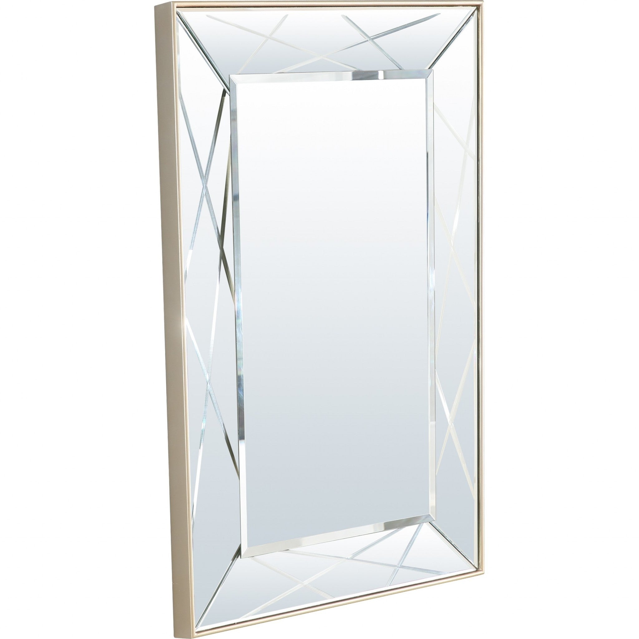 Champagne Rectangle Accent Metal Wall Mirror | 28