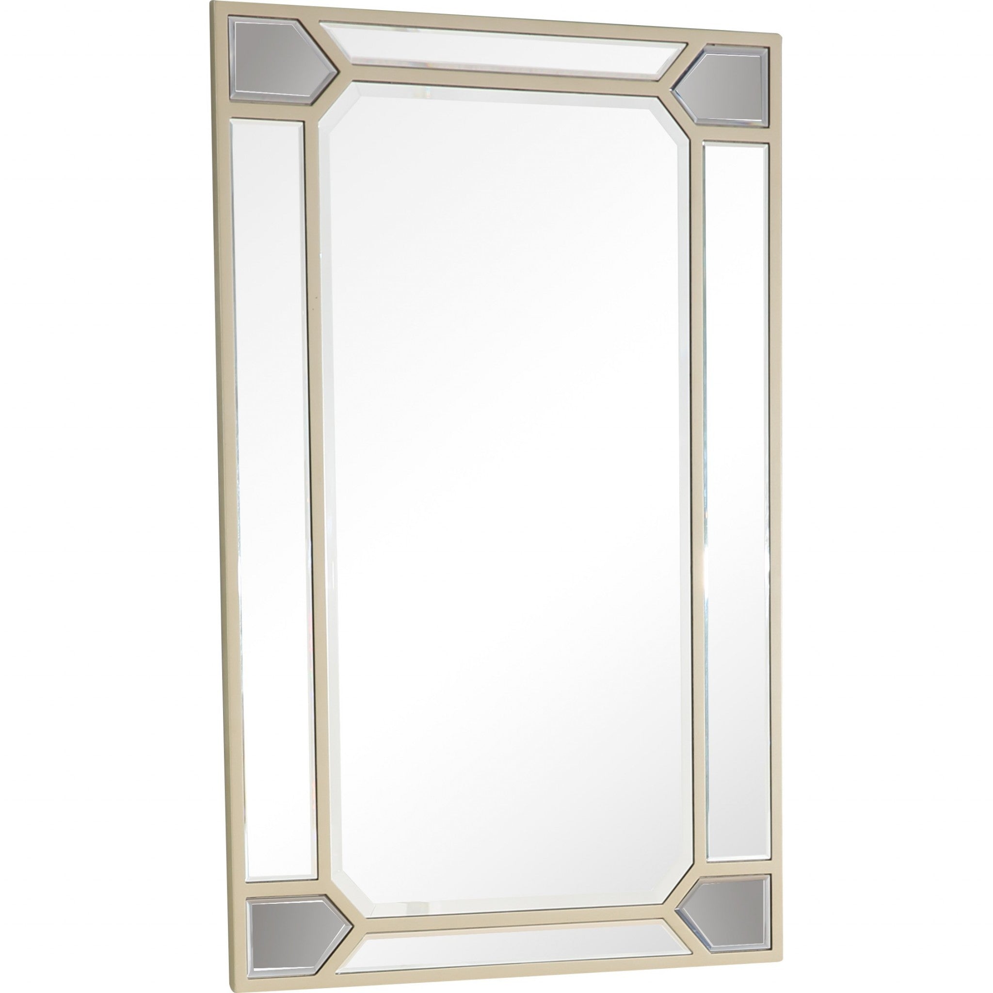 Silver Cornered Rectangle Accent Metal Wall Mirror | 28.5