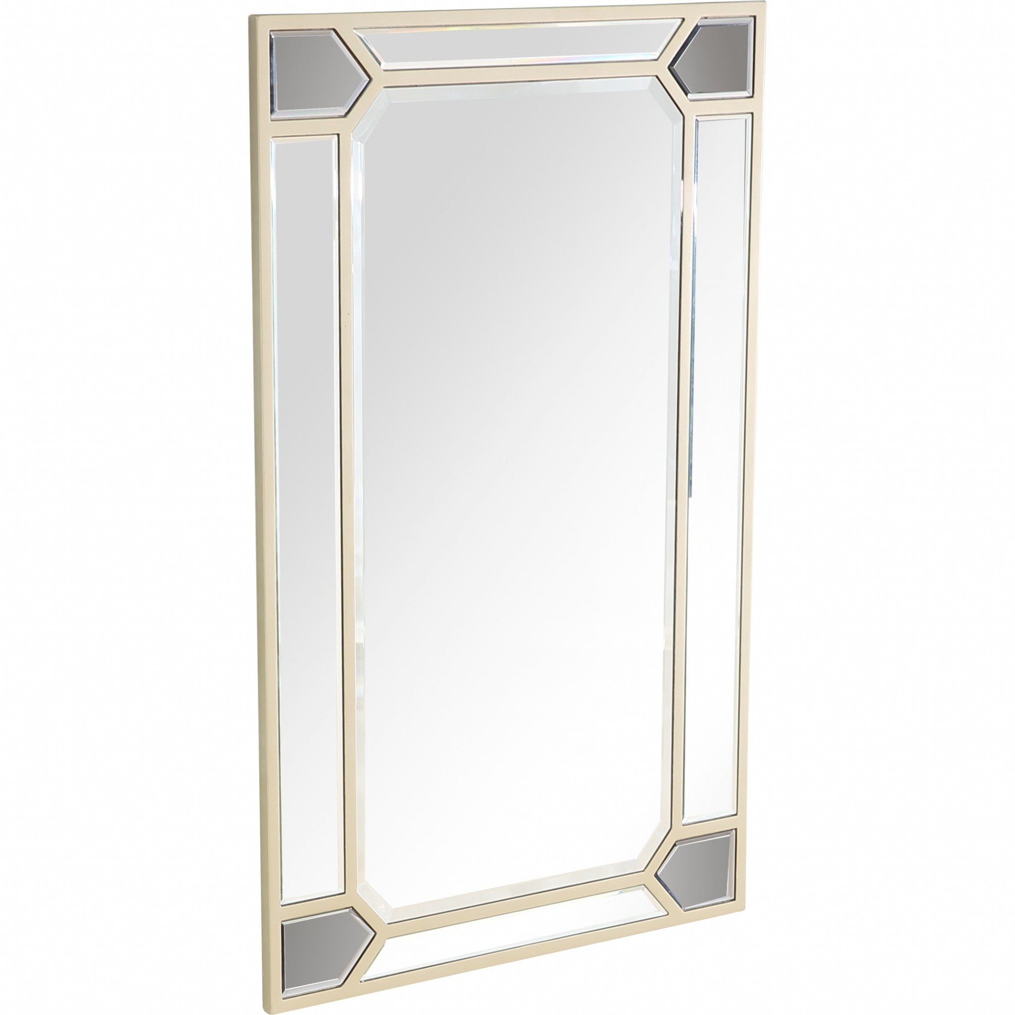 Silver Cornered Rectangle Accent Metal Wall Mirror | 28.5