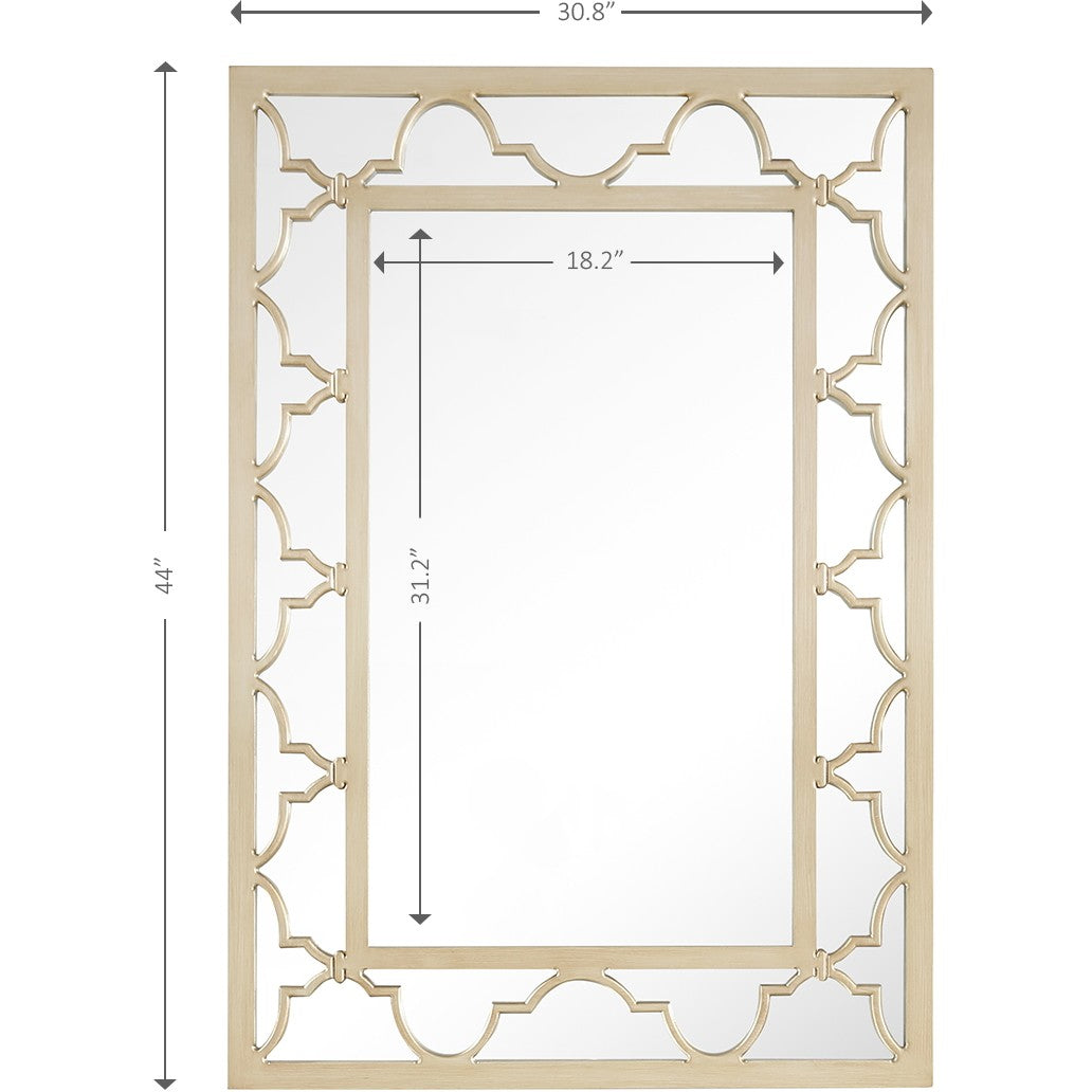 Embellished Champagne Rectangle Accent Metal Wall Mirror | 31