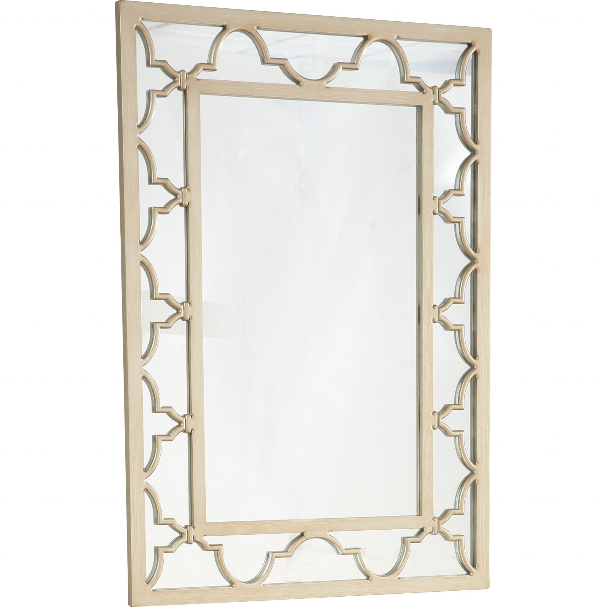 Embellished Champagne Rectangle Accent Metal Wall Mirror | 31