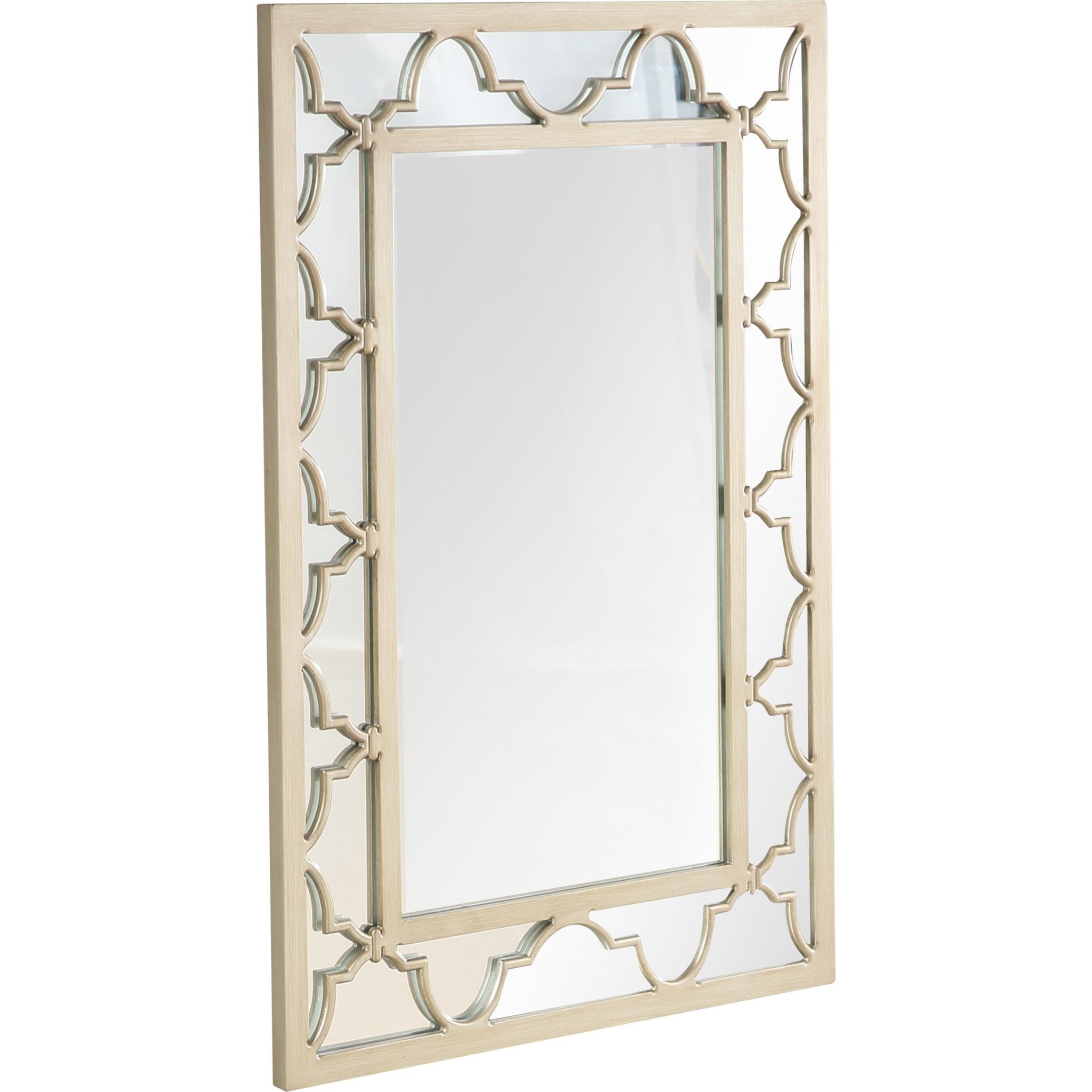 Embellished Champagne Rectangle Accent Metal Wall Mirror | 31