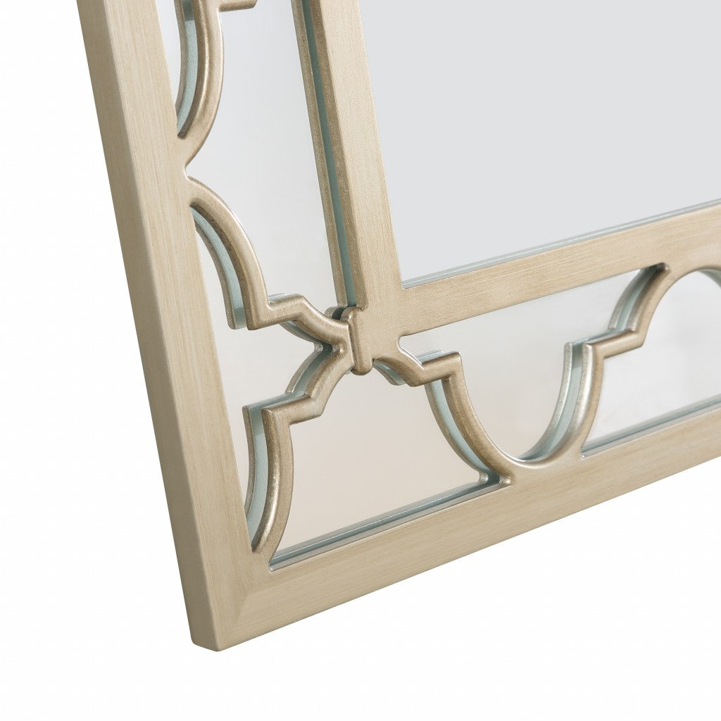 Embellished Champagne Rectangle Accent Metal Wall Mirror | 31