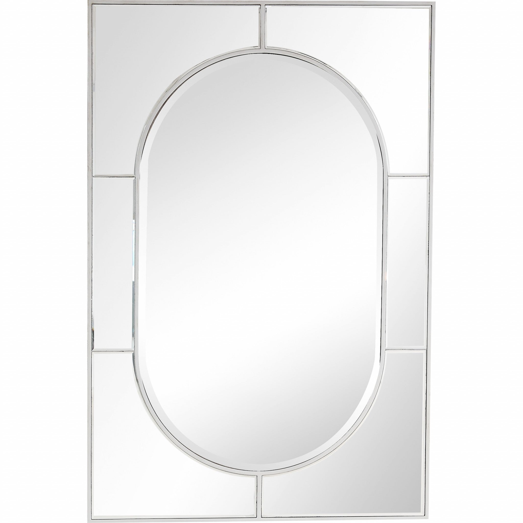 Silver Oval & Rectangle Accent Metal Wall Mirror | 32