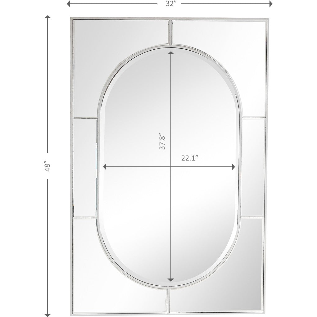 Silver Oval & Rectangle Accent Metal Wall Mirror | 32