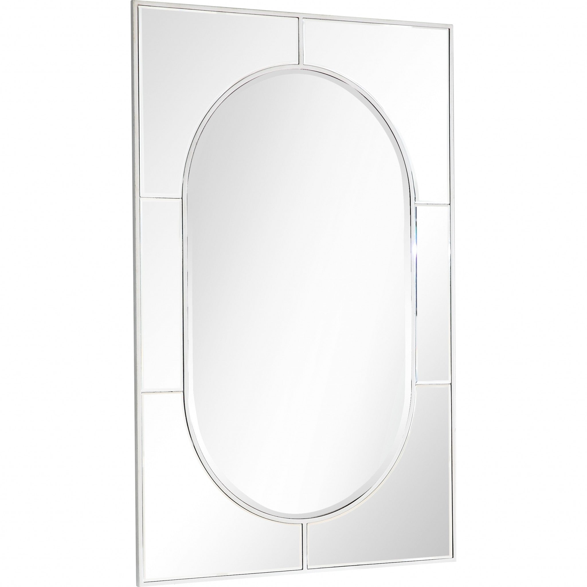 Silver Oval & Rectangle Accent Metal Wall Mirror | 32