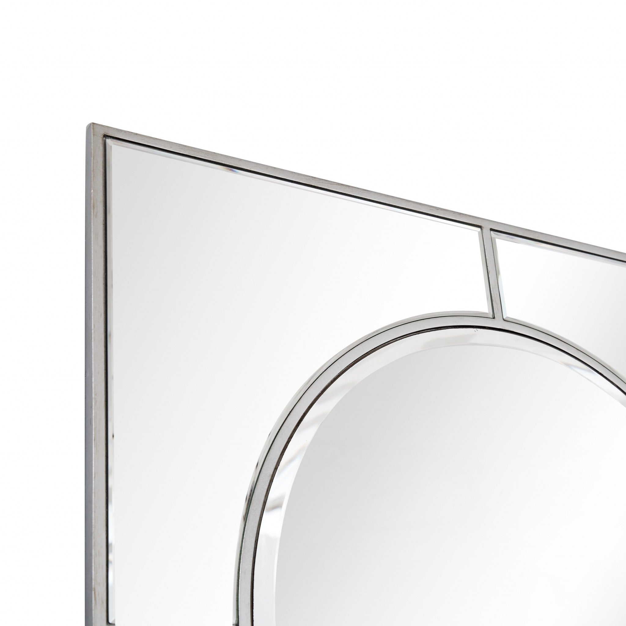 Silver Oval & Rectangle Accent Metal Wall Mirror | 32