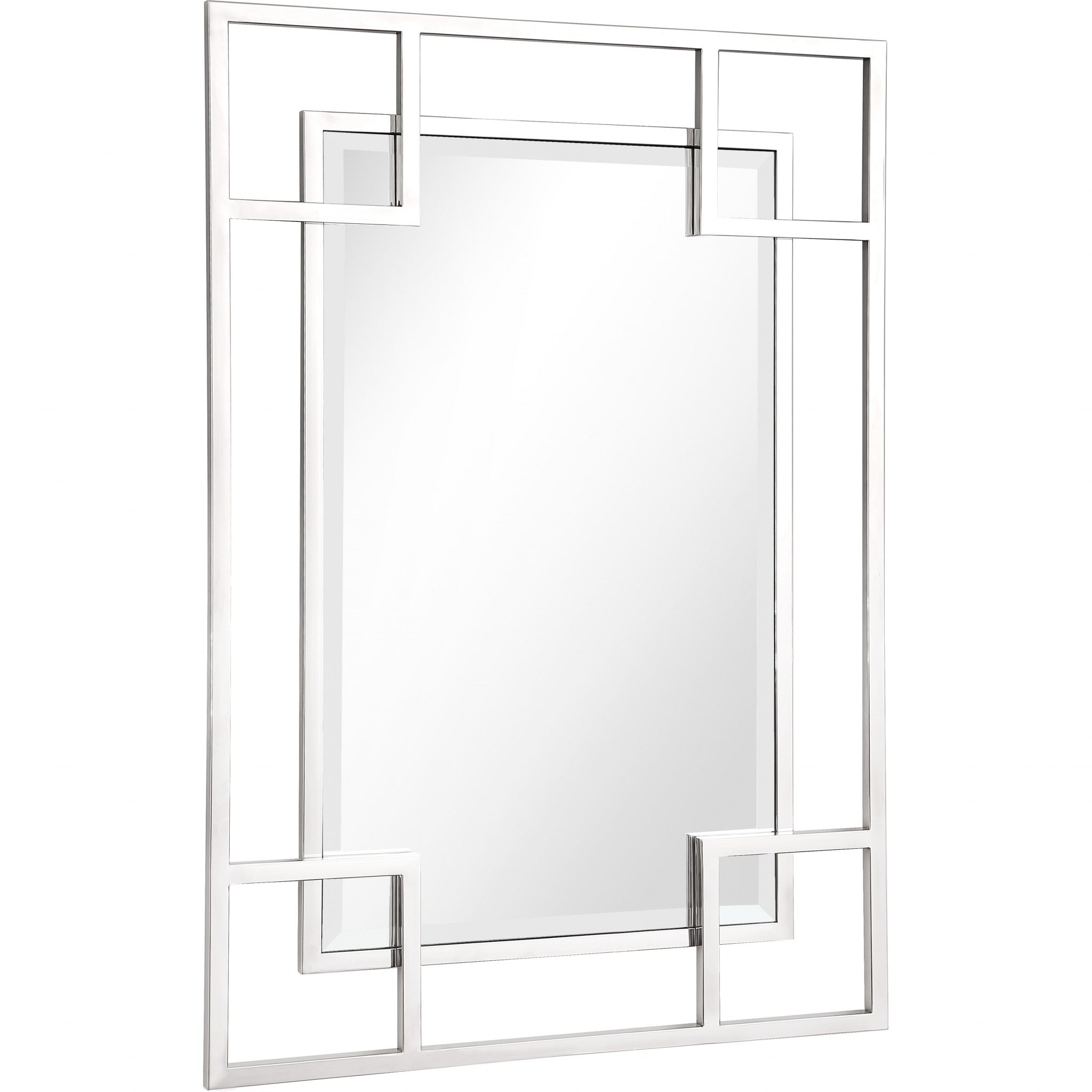 Silver Squared Corner Rectangle Accent Metal Wall Mirror | 29