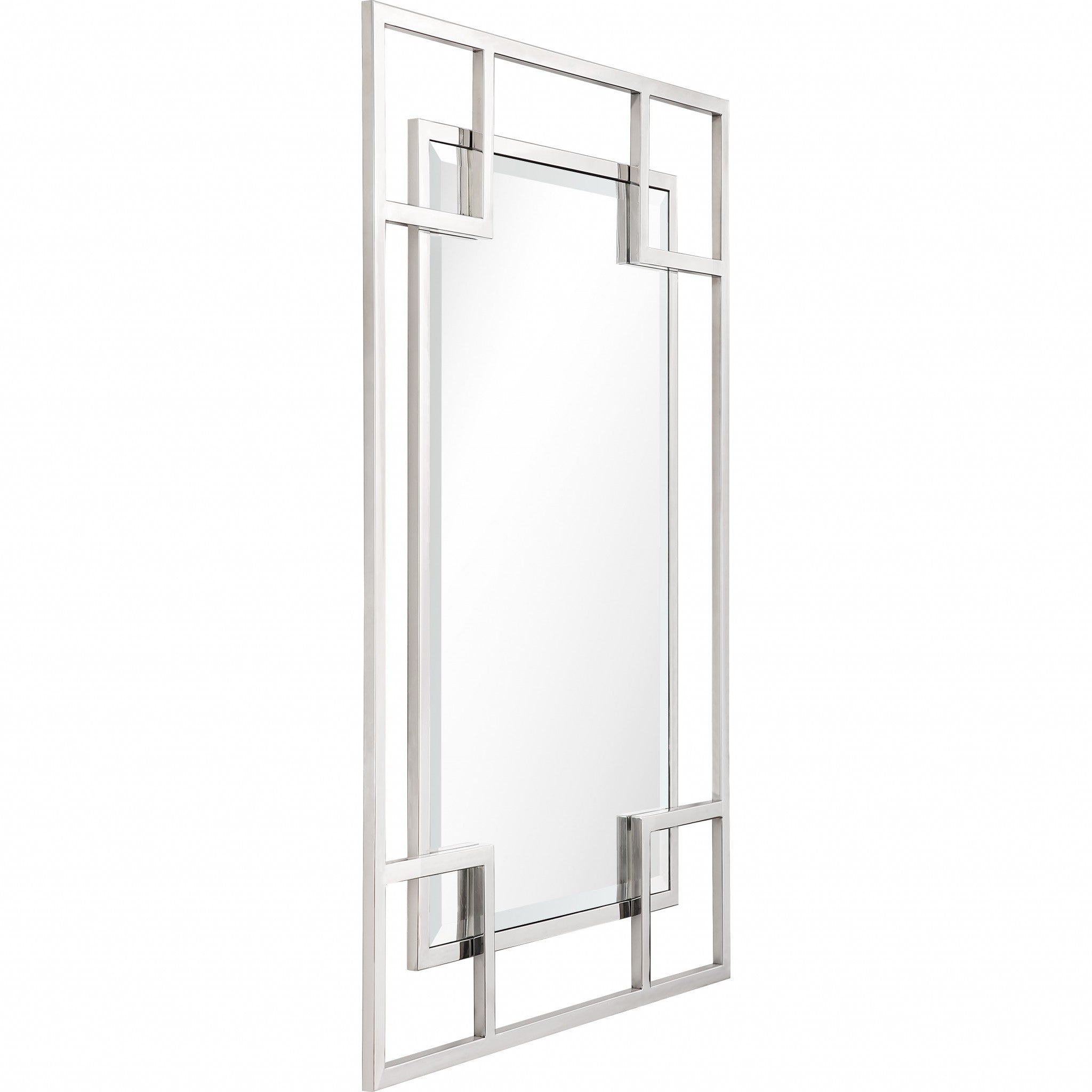 Silver Squared Corner Rectangle Accent Metal Wall Mirror | 29