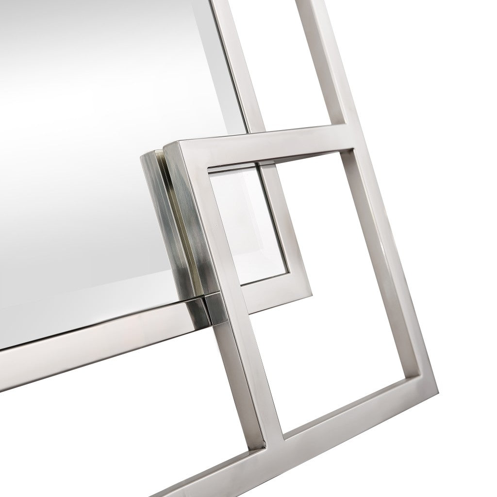 Silver Squared Corner Rectangle Accent Metal Wall Mirror | 29