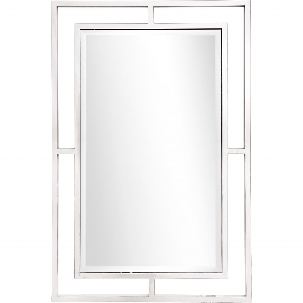 Silver Framed Rectangle Accent Metal Wall Mirror | 27.5