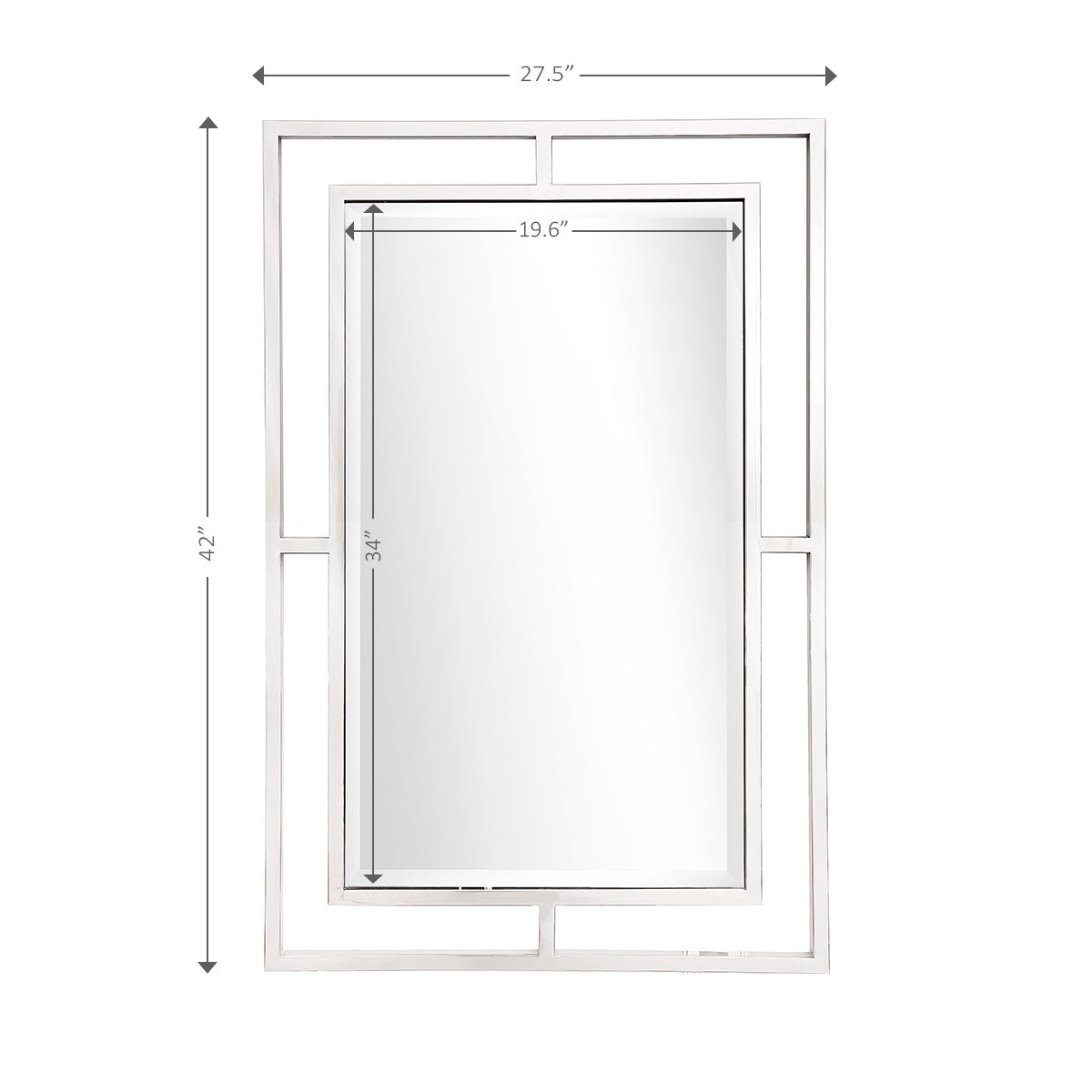 Silver Framed Rectangle Accent Metal Wall Mirror | 27.5