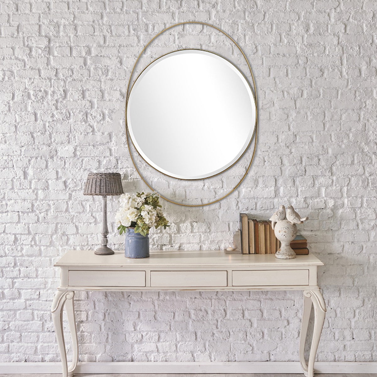 Gold Oval Accent Metal Wall Mirror | 27.5