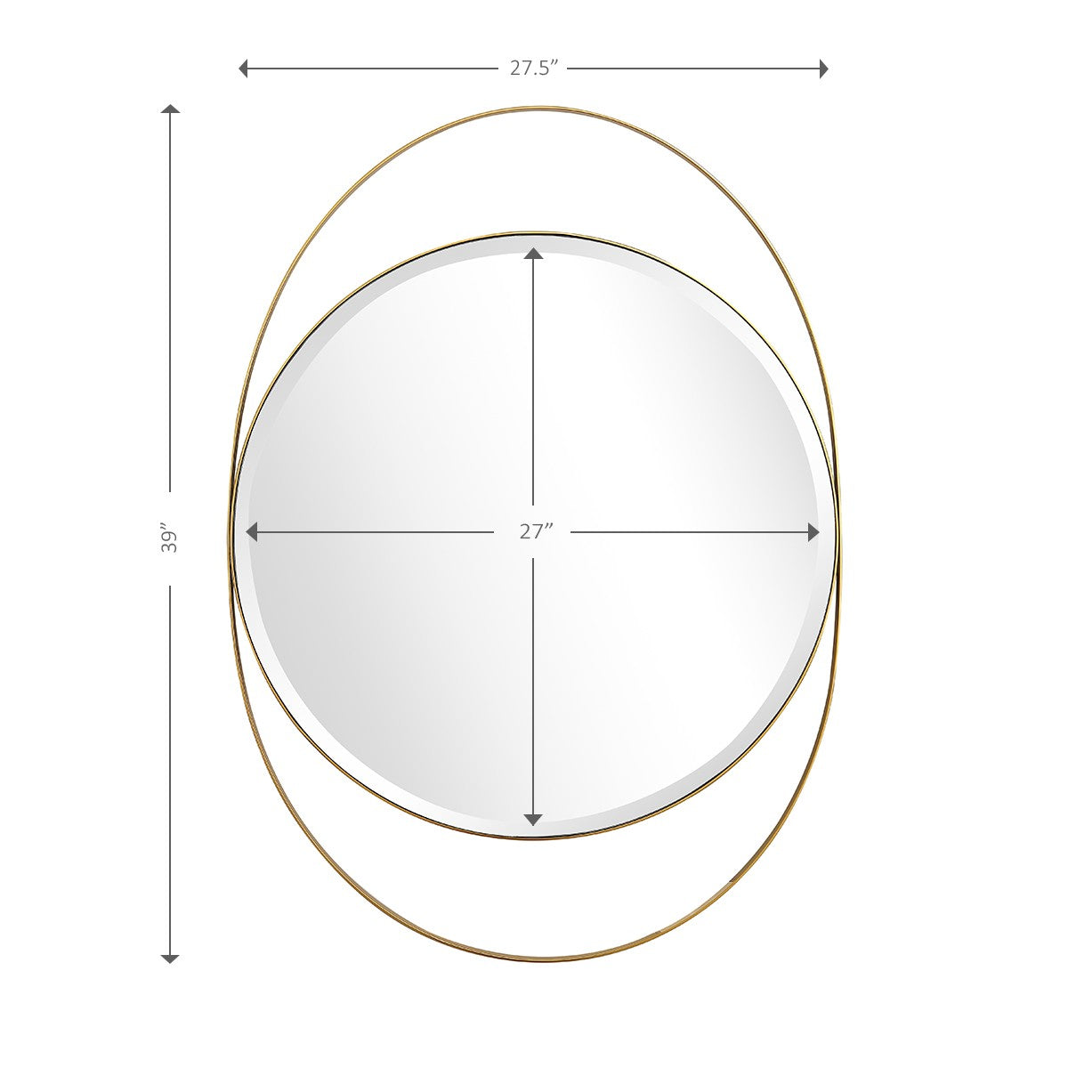 Gold Oval Accent Metal Wall Mirror | 27.5