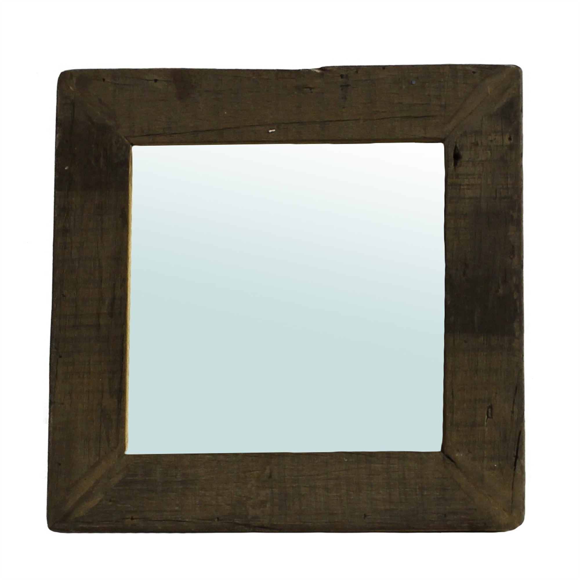 Petite Dark Brown Reclaimed Wood Wall Mirror | 16