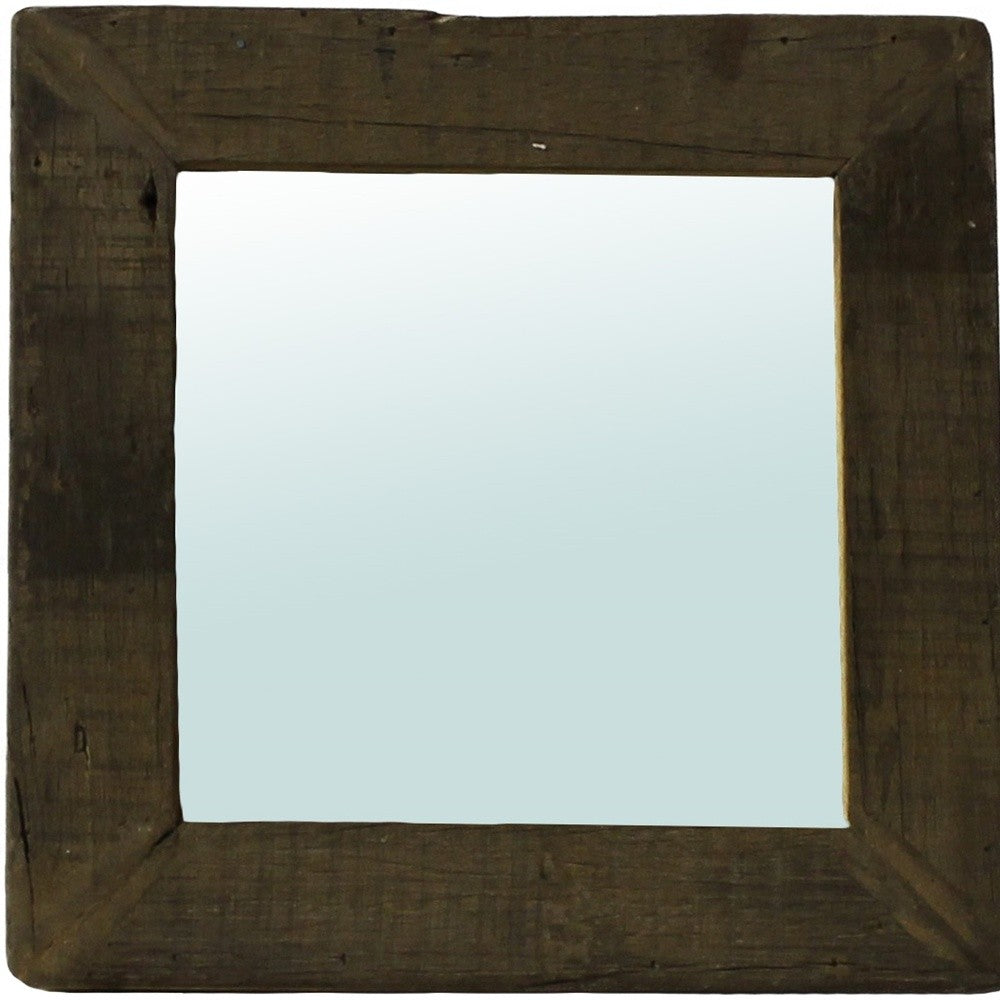 Petite Dark Brown Reclaimed Wood Wall Mirror | 16