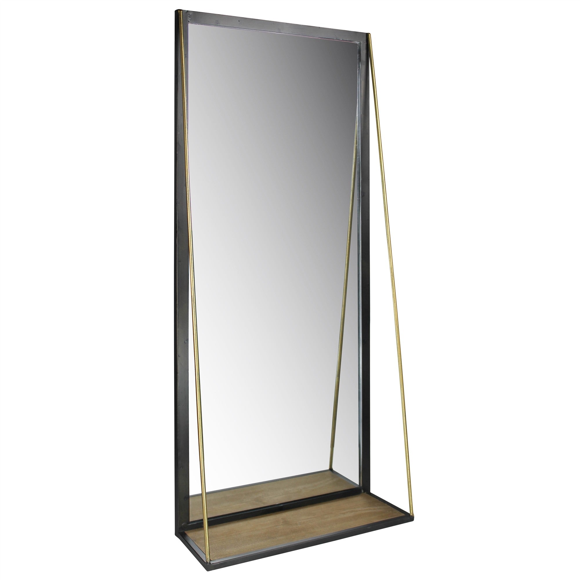 Black Metal Wall Mirror with Shelf | 19