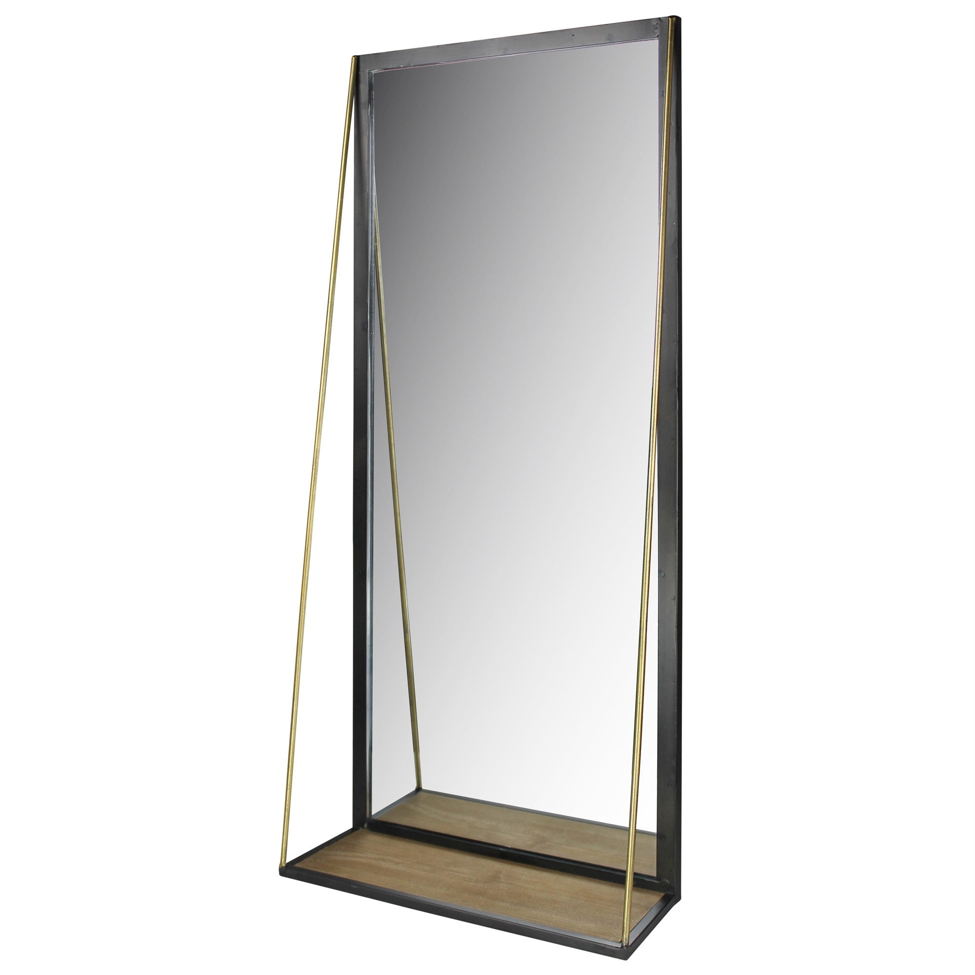 Black Metal Wall Mirror with Shelf | 19