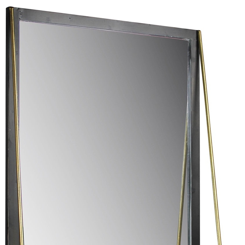 Black Metal Wall Mirror with Shelf | 19