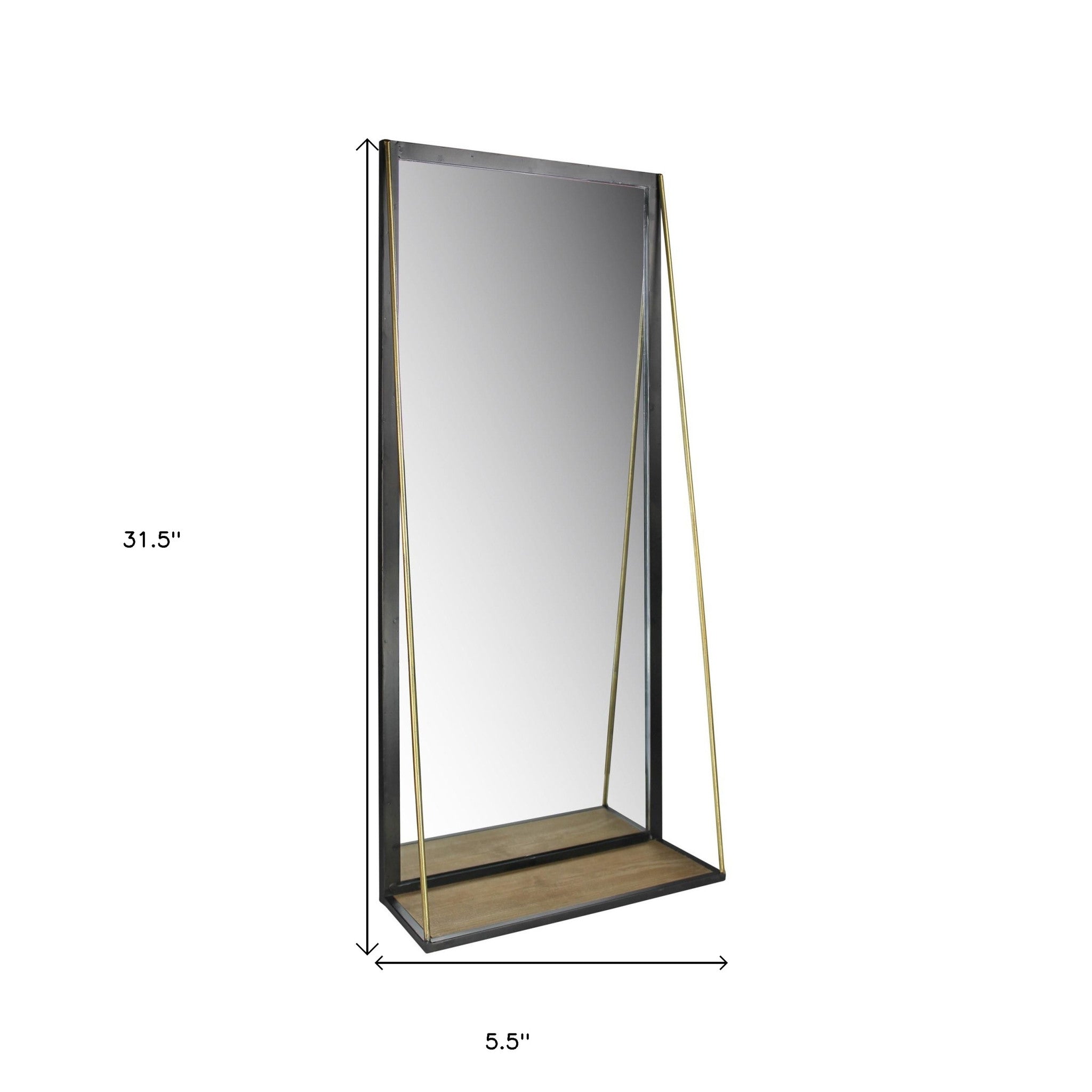 Black Metal Wall Mirror with Shelf | 19