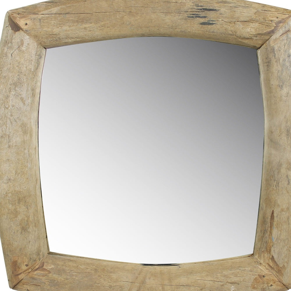 Natural Wooden Square Wall Mirror | 16