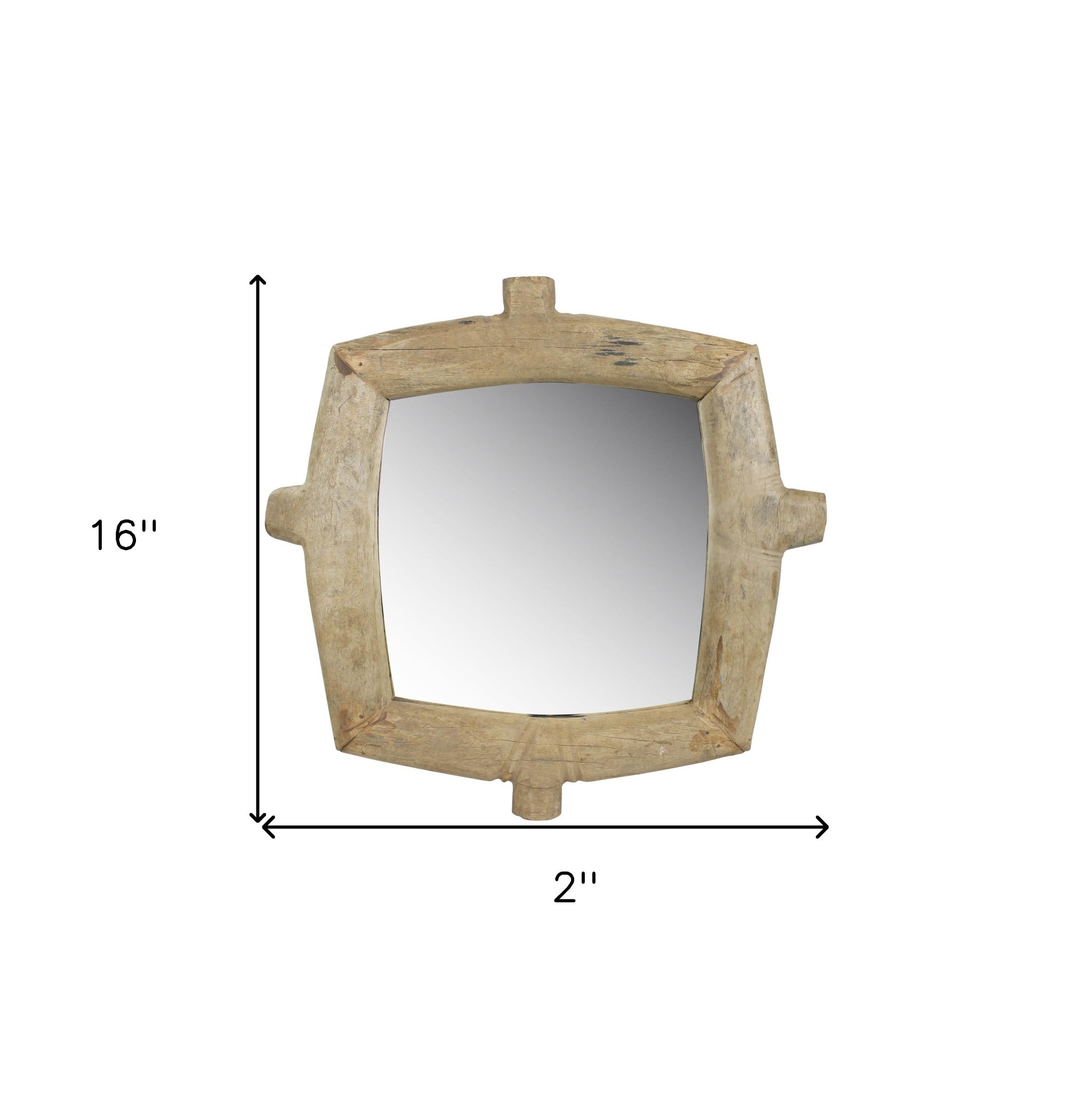 Natural Wooden Square Wall Mirror | 16