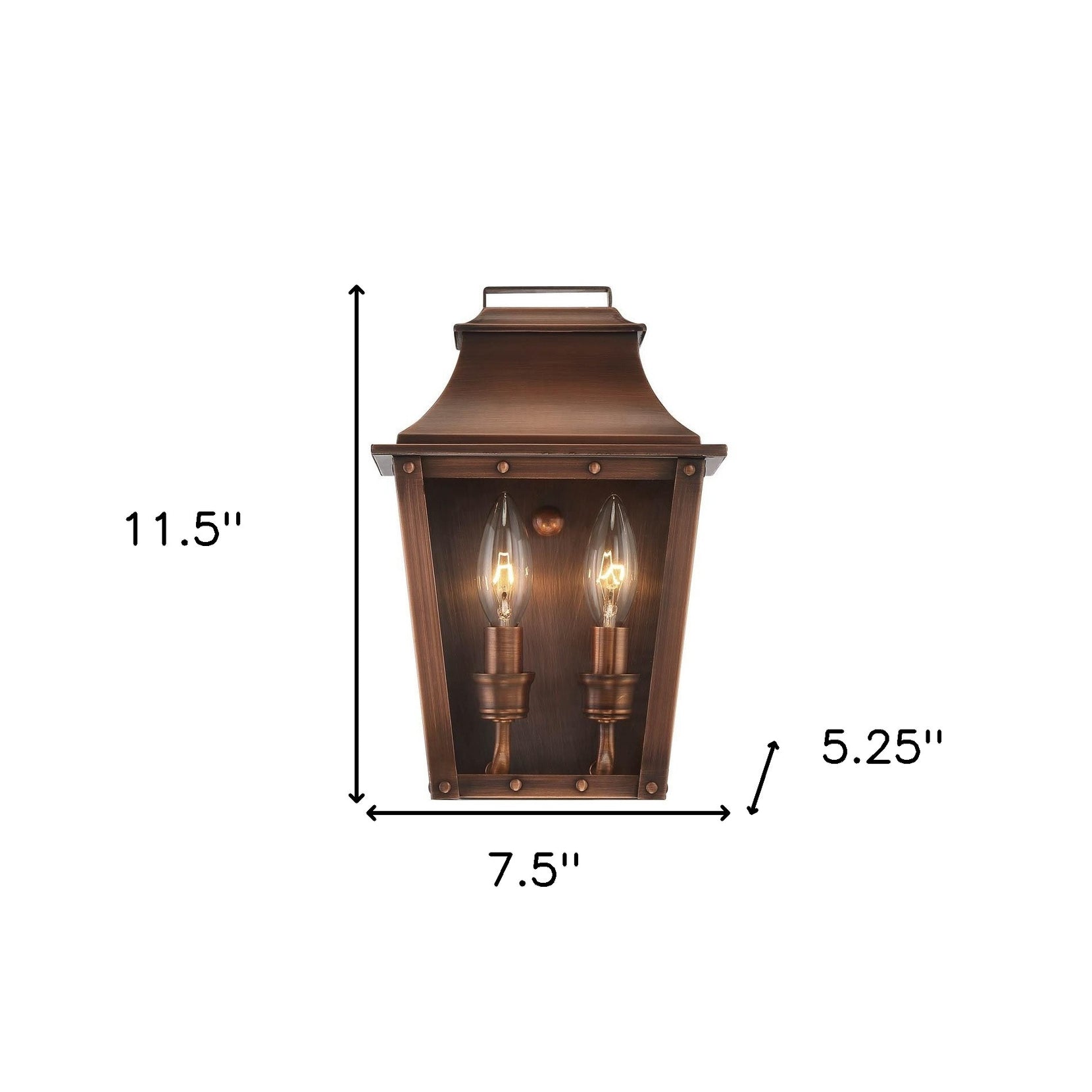 Coventry 2-Bulb Copper Patina Pocket Wall Light | 7.5