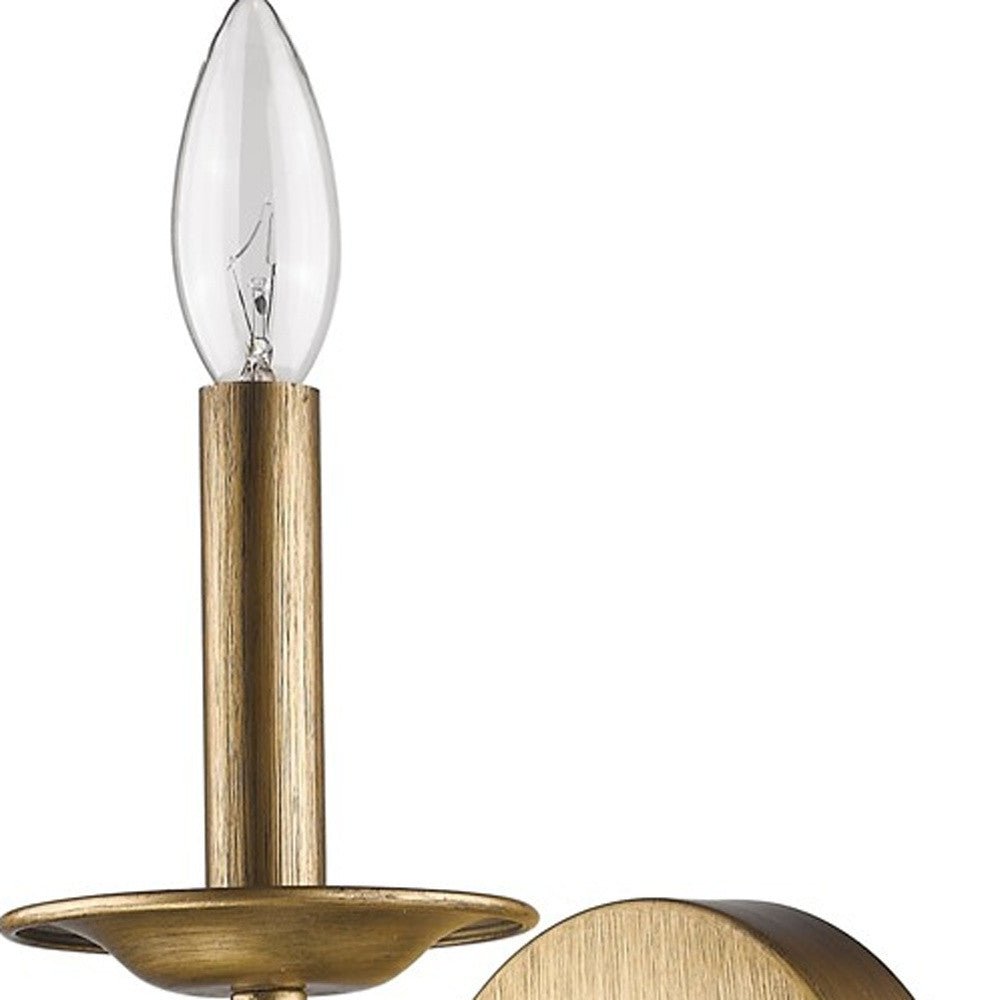 Zoomed in view of the base of the Light Gold Wall Sconce with Crystal Teardrop Accent – Vintage Style Lighting