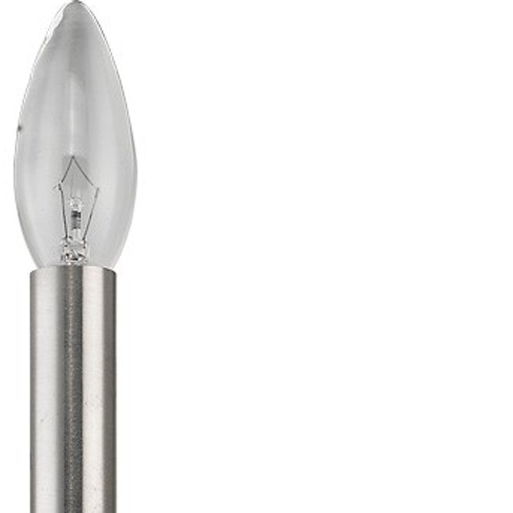 Zoomed in view of the bilb and fixture top of the Minimalist Silver Wall Sconce with modern exposed bulb design in sleek polished finish