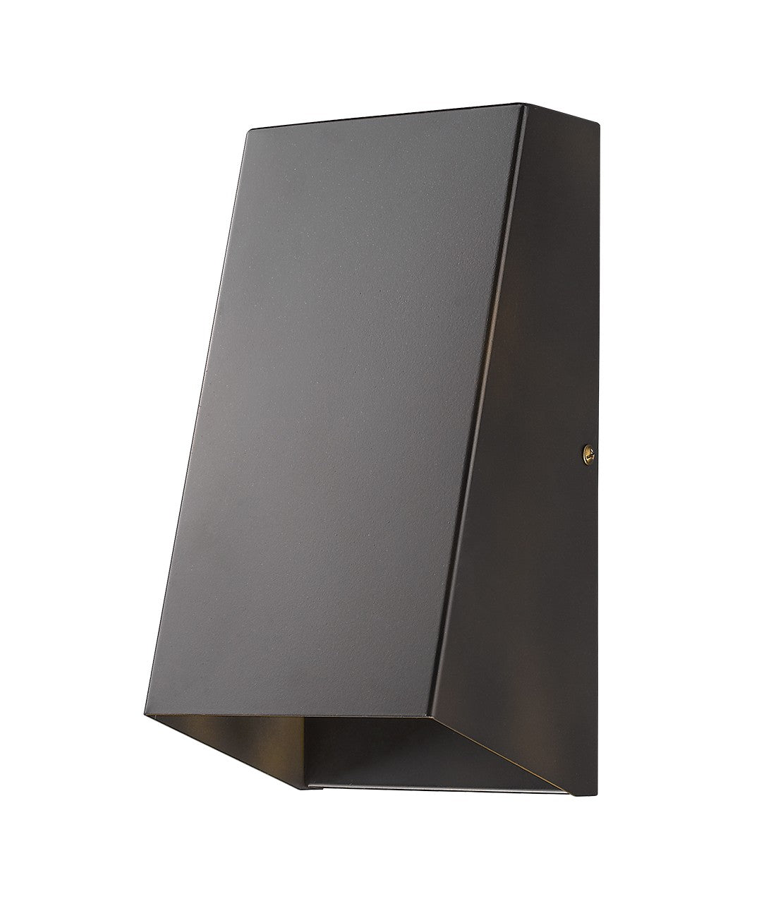 Front right angle view of the Antique Bronze Geometric Wall Sconce – modern minimalist indoor/outdoor wall light with steel construction and weather-resistant finish
