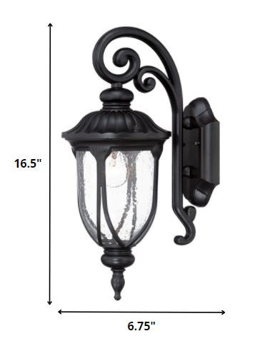 Matte Black Cast Aluminum Glass Lantern Wall Sconce | 7