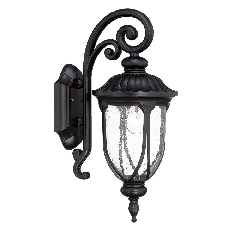 Matte Black Cast Aluminum Glass Lantern Wall Sconce | 7