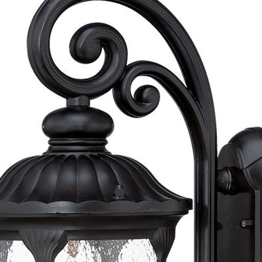 Matte Black Cast Aluminum Glass Lantern Wall Sconce | 7