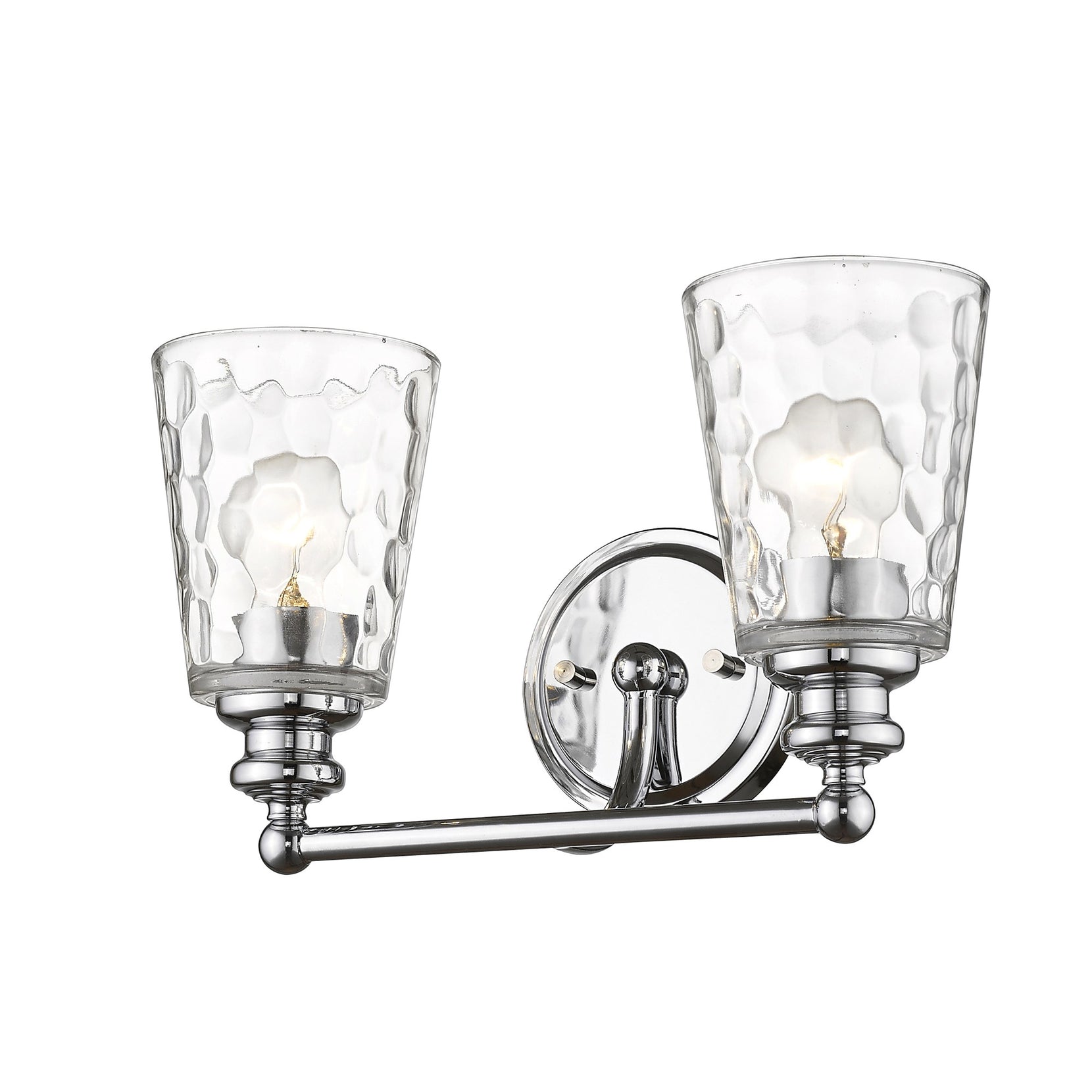 Silver Metal and Pebbled Glass Two Light Wall Light | 8.5