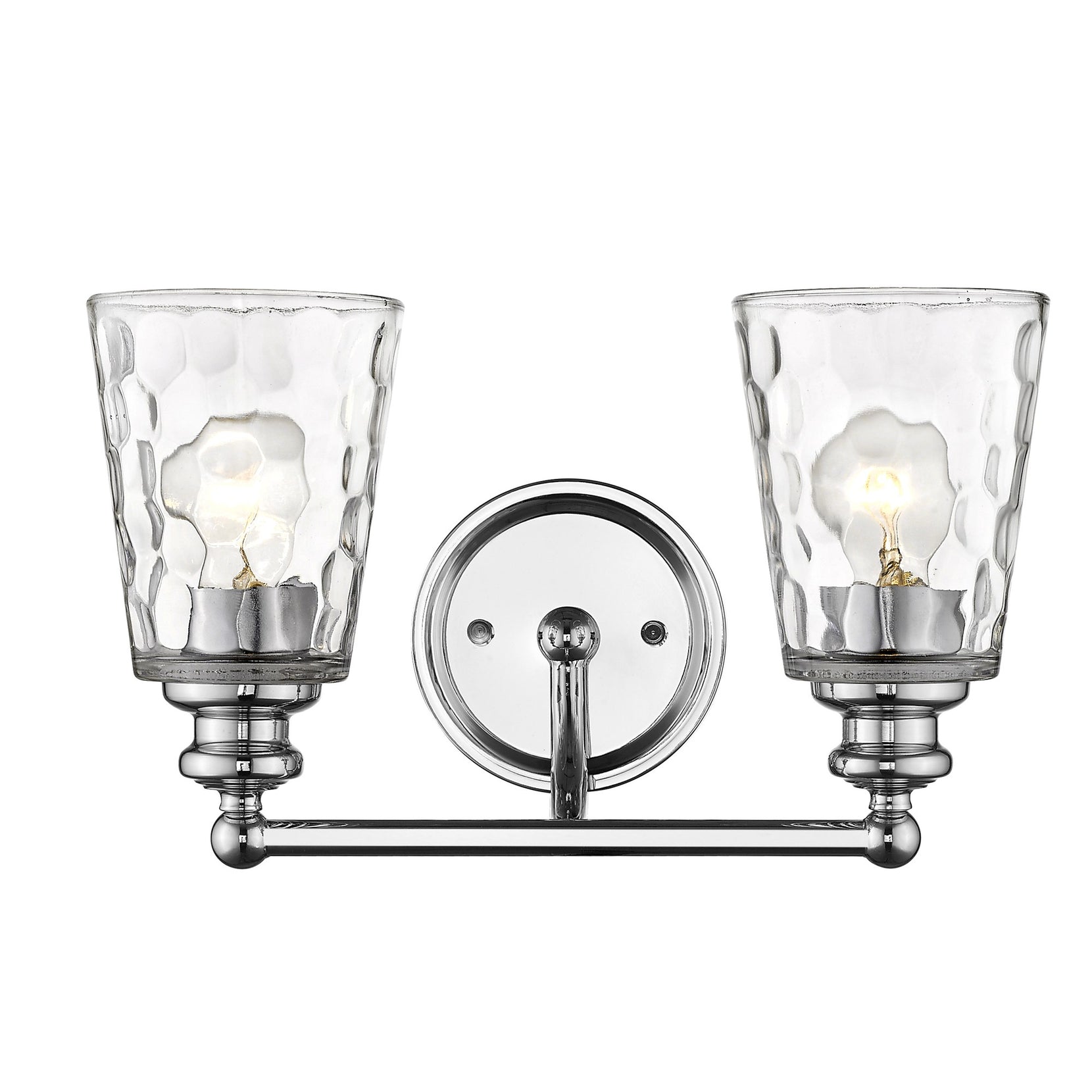 Silver Metal and Pebbled Glass Two Light Wall Light | 8.5