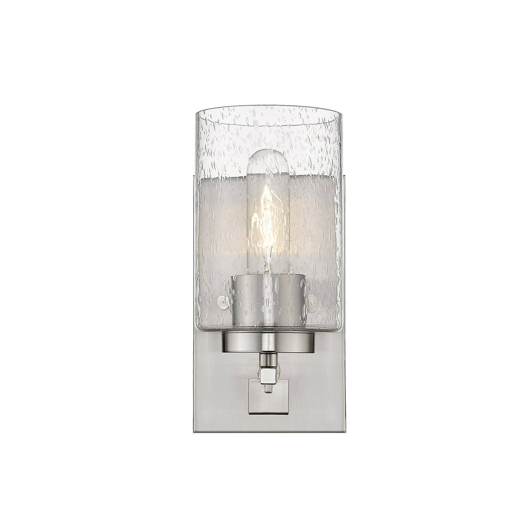 Silver Metal and Textured Glass Wall Sconce | 4.5