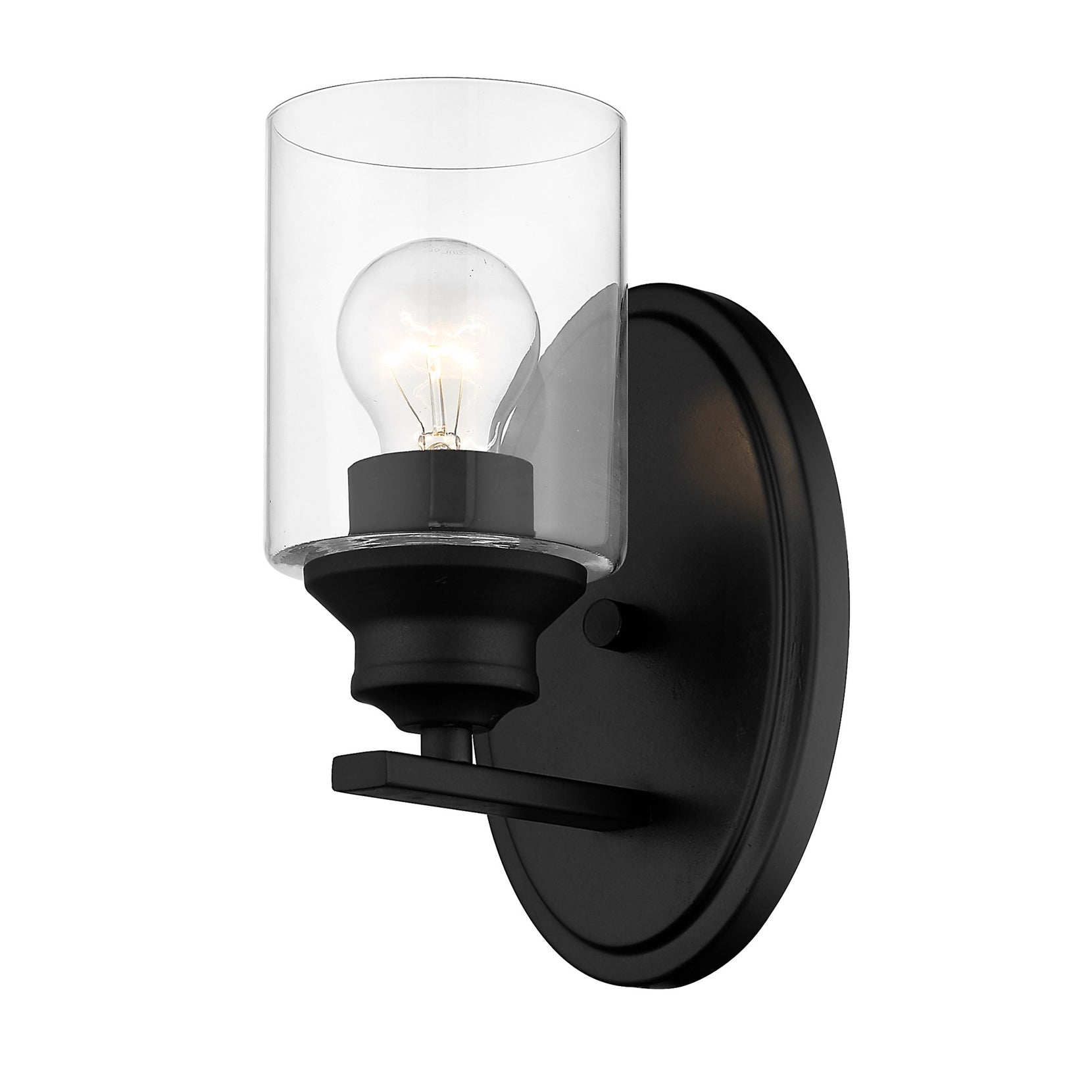 Matte Black Wall Light with Clear Glass Shade | 5