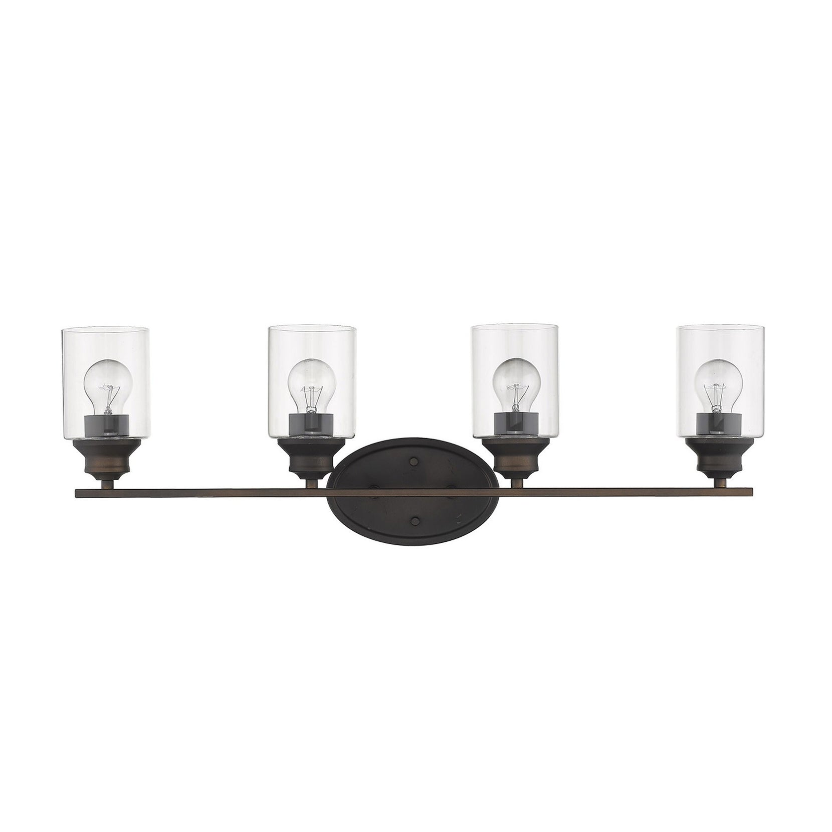 Four Bulb Bronze Wall Light with Clear Glass Shade | 10