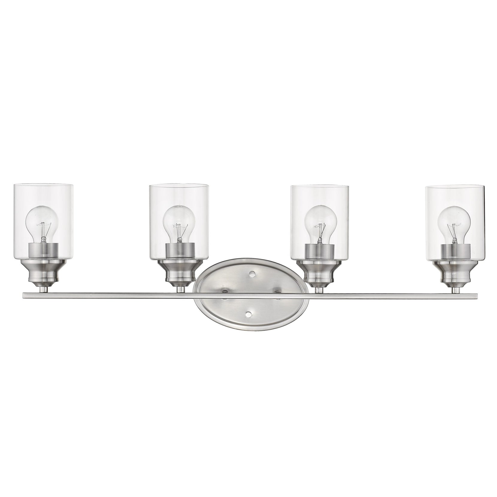 Four Bulb Silver Wall Light with Clear Glass Shade | 10