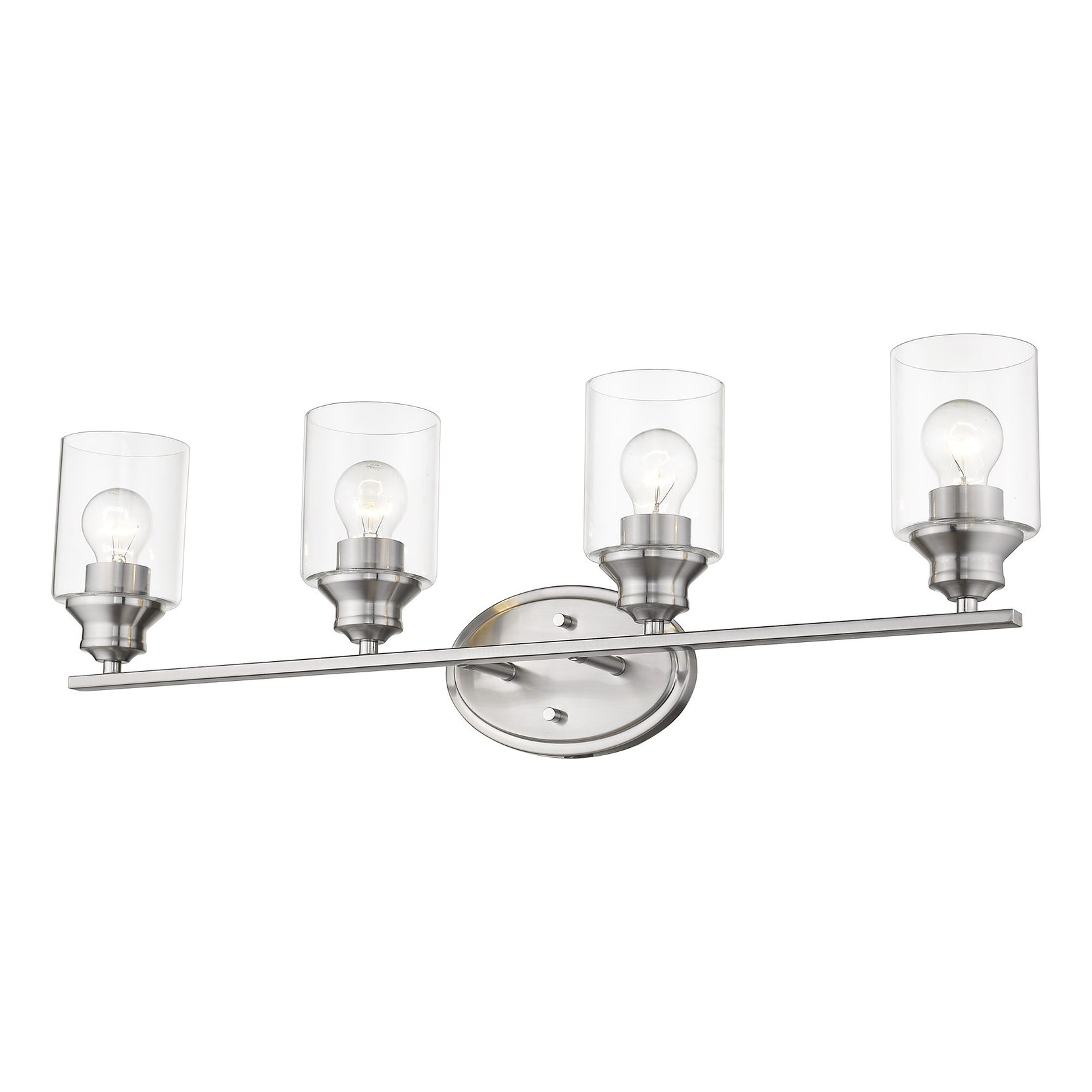 Four Bulb Silver Wall Light with Clear Glass Shade | 10