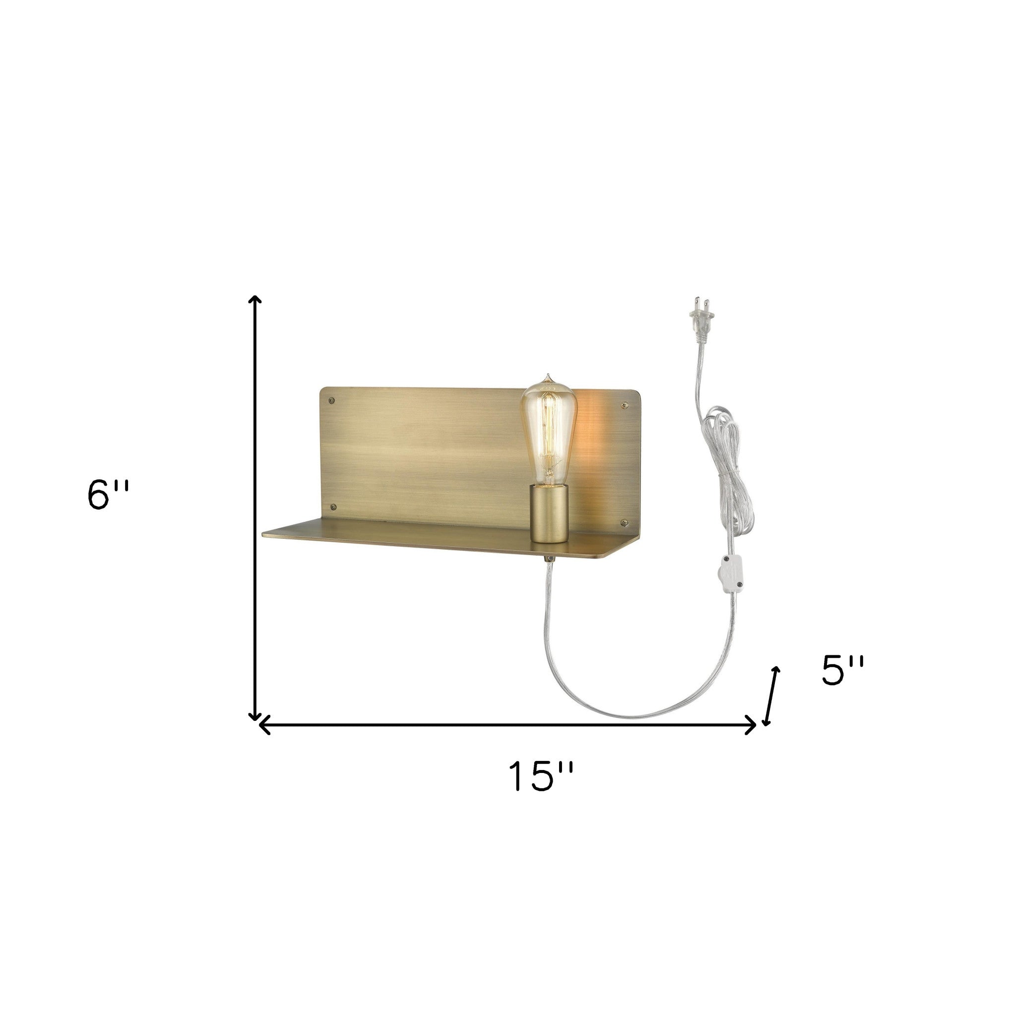 Dull Gold Shelf Wall Light | 6