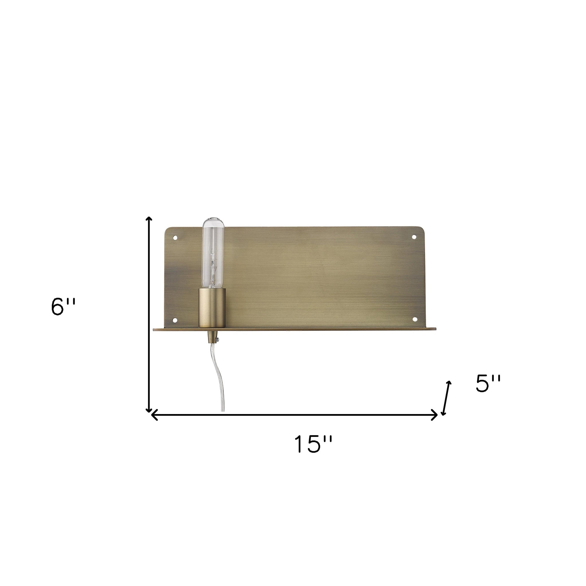 XL Dull Gold Shelf Wall w/Light | 6