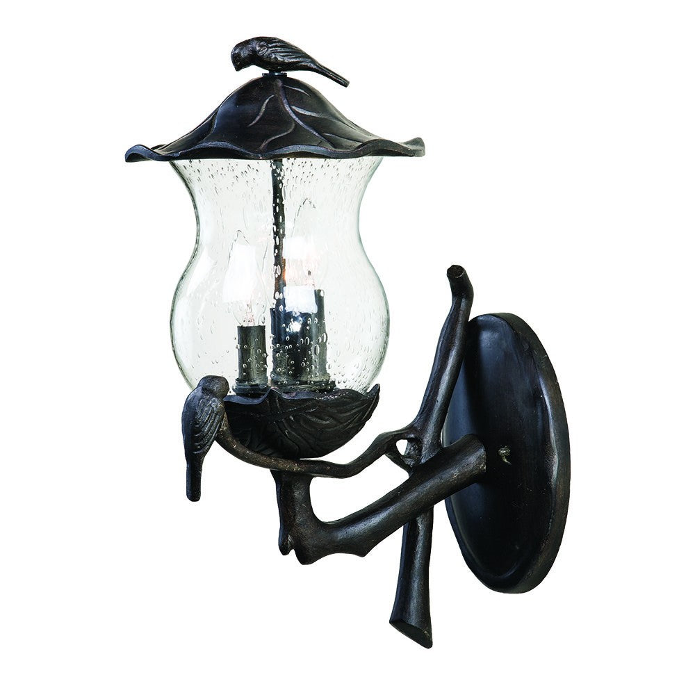 Avian 3-Light Black Coral Wall Light With Seeded Glass | 10