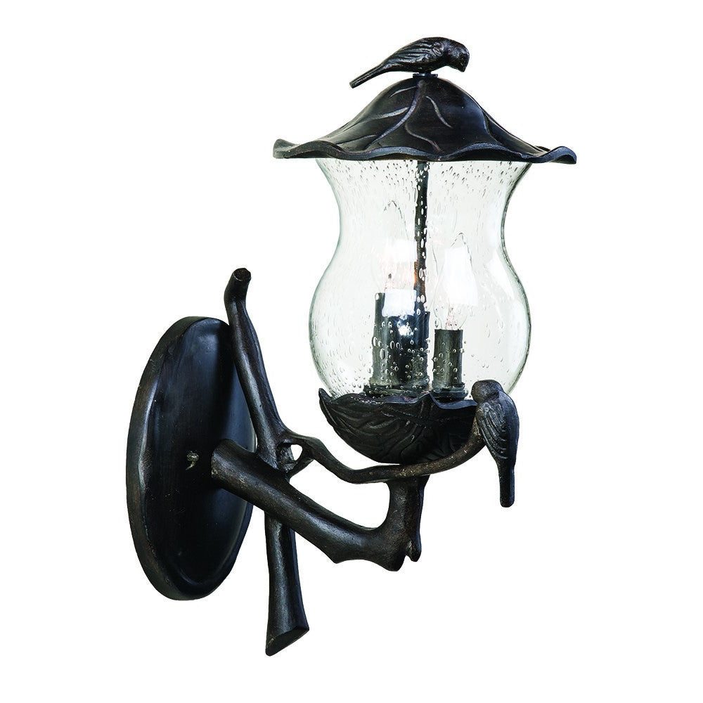 Avian 3-Light Black Coral Wall Light With Seeded Glass | 10