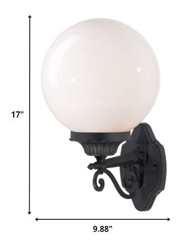 Dimensions of globe wall sconce light fixture - 17 inch height by 9.88 inch width