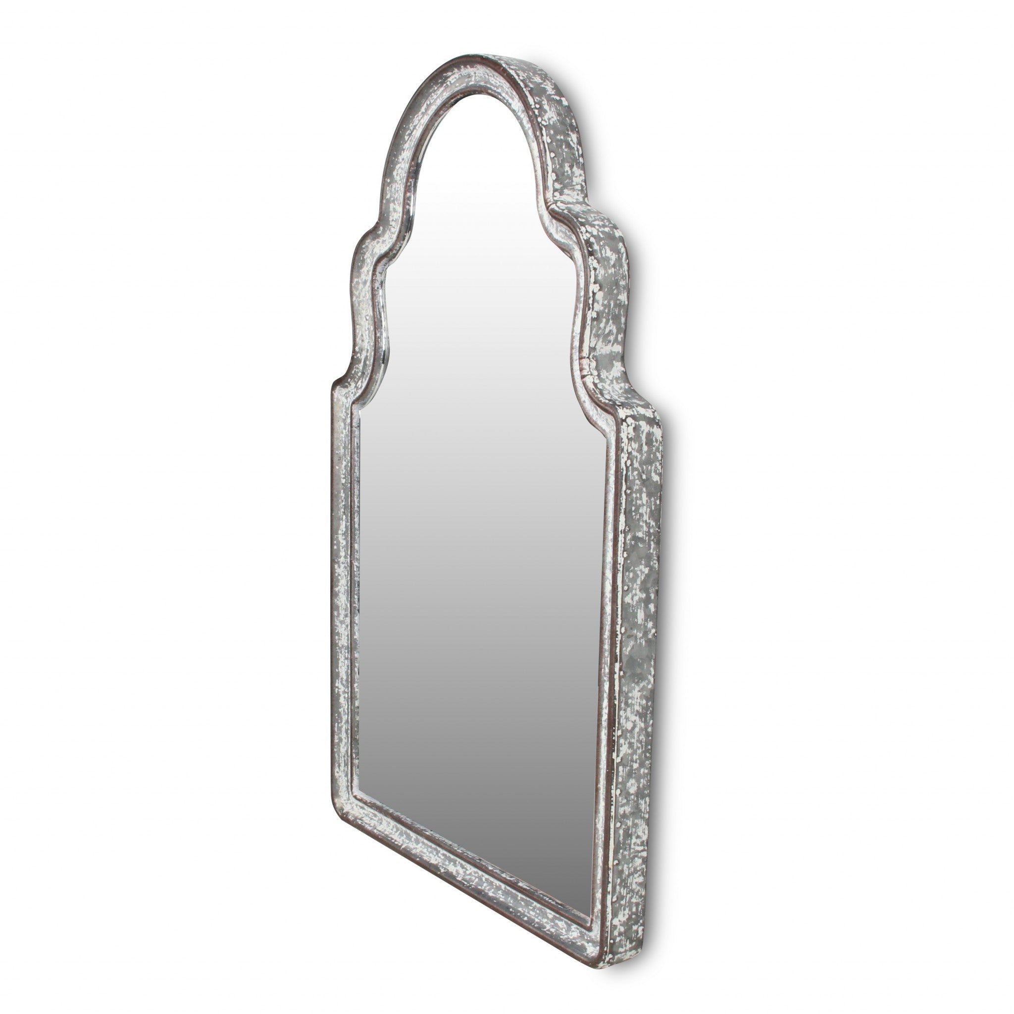 Vintage Curved Gray Wall Mirror | 14.25