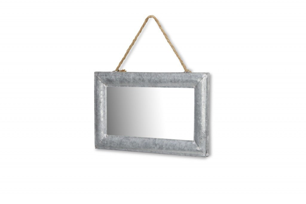 Galvanized Metal Hanging Wall Mirror | 8.5